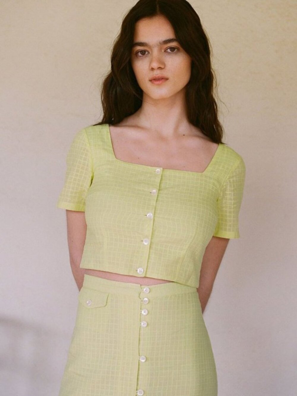 Paloma Wool Light Green/Yellow 100% Cotton Top